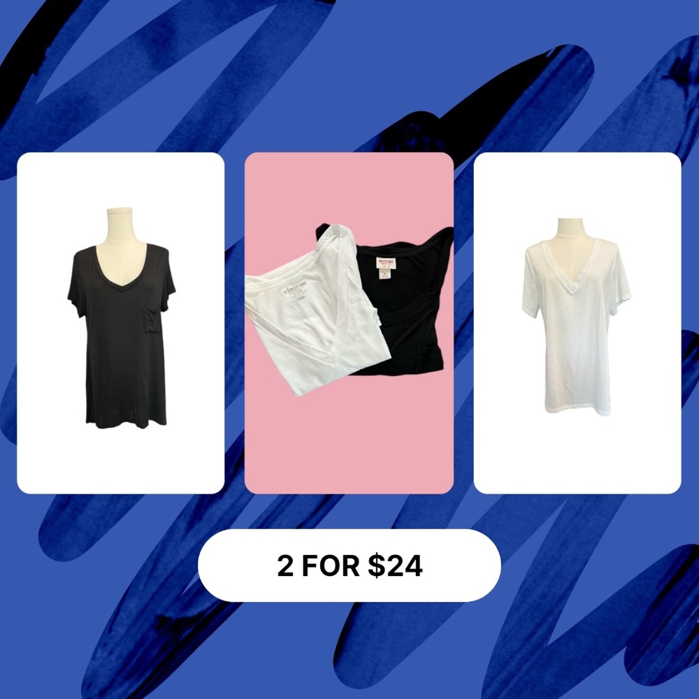 👕 2 FOR $24!! EUC Women’s Black & White T-Shirt Bundle | Size XL